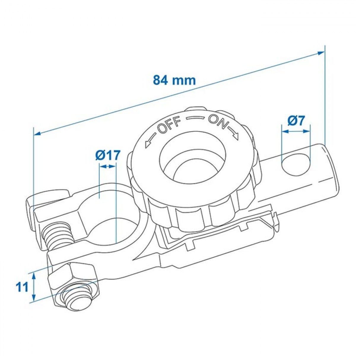 Proplus Batteri terminal klemme (-) 17,5mm med afbryderkontakt i gruppen Campingvogn og autocamper / El - Elektronik / Batterier & Omformere / Batterier hos Campmarket (78468)