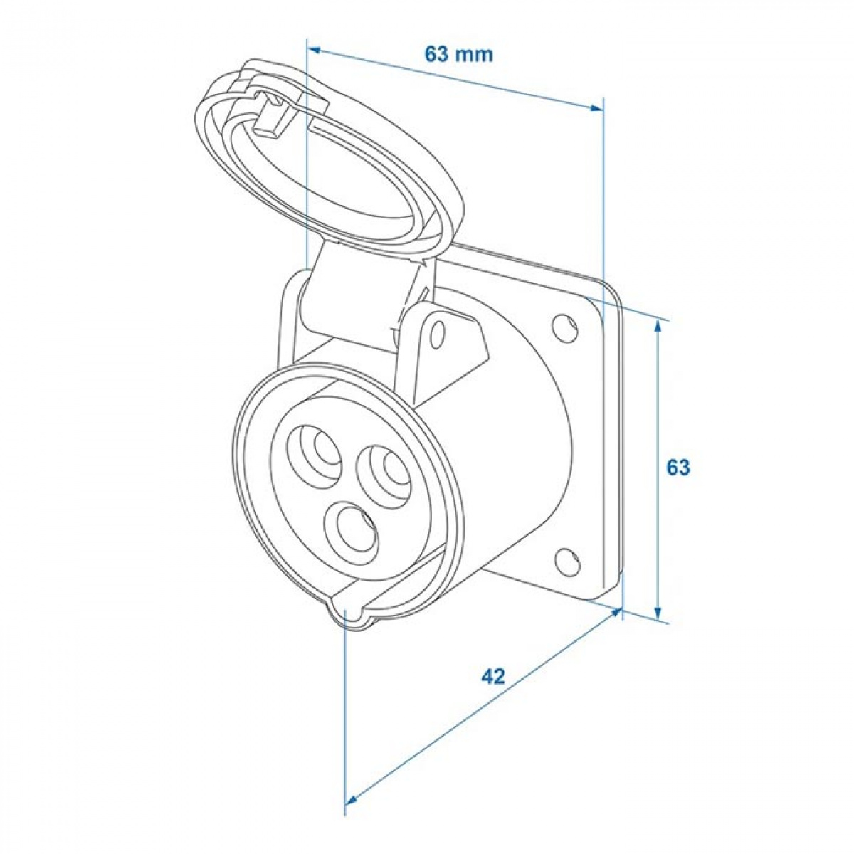 Proplus CEE stikkontakt kort monteret på overfladen i gruppen Campingvogn og autocamper / El - Elektronik / Kontakter&strøm ind / ud / Elektrisk indgang & tilslutning hos Campmarket (78482)