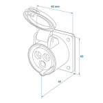 Proplus CEE stikkontakt kort monteret på overfladen Proplus CEE stikkontakt kort monteret på overfladen