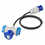 Proplus Adapter kabel 150cm fra CEE stik til 2xSchuko + 1xCEE stikkontakt