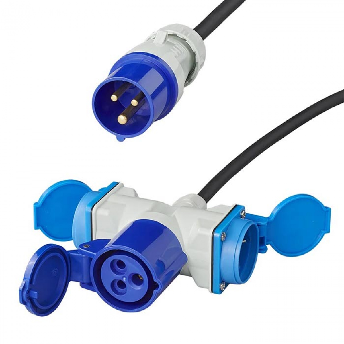 Proplus Adapter kabel 150cm fra CEE stik til 2xSchuko + 1xCEE stikkontakt i gruppen Campingvogn og autocamper / El - Elektronik / Tilslutningskabler hos Campmarket (78484)