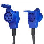 Proplus Adapterkabel 150cm fra CEE stik til CEE vinklet stik + Schuko stikkontakt