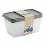 Fryser/Mikro 0,8L 3-Pakke Gennemsigtig/Khaki Green Eco Fryser/Mikro 0,8L 3-Pakke Gennemsigtig/Khaki Green Eco