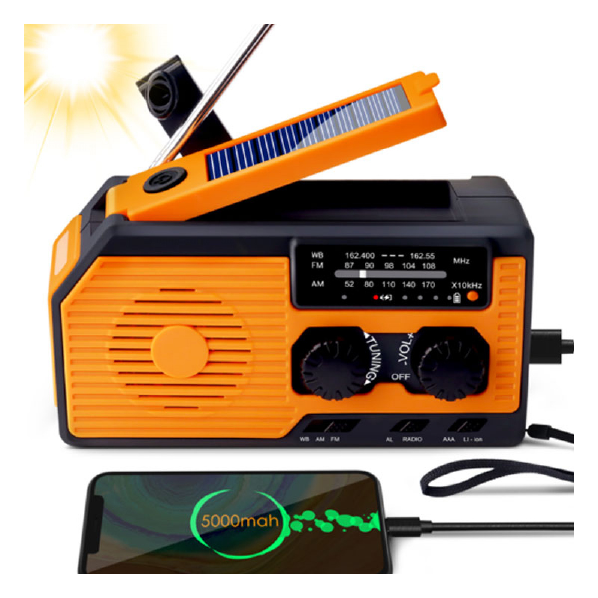 Nødradio med svejse-AM-FM solcelle inkl. USB i gruppen Øvrigt / Sikkerhed / Øvrigt hos Campmarket (79597)