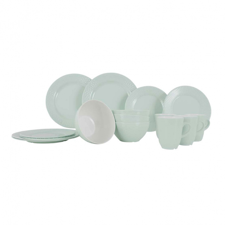 Gimex Melaminservice Pastel Mint 16-delt i gruppen Husholdning & Køkken / Servering / Komplette tallerken sæt hos Campmarket (80459)