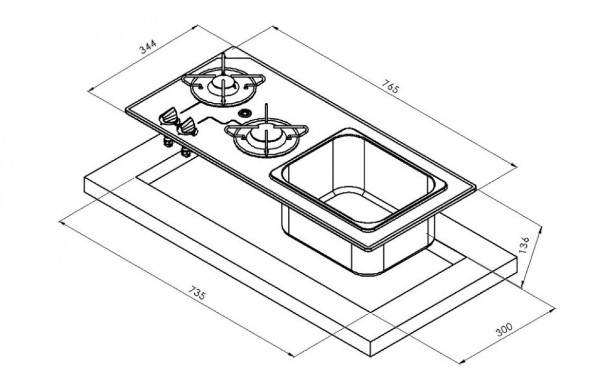 Carbest Komfur- og Vaskekombination i gruppen Husholdning & Køkken / Vask/Komfur Kombi hos Campmarket (82628)