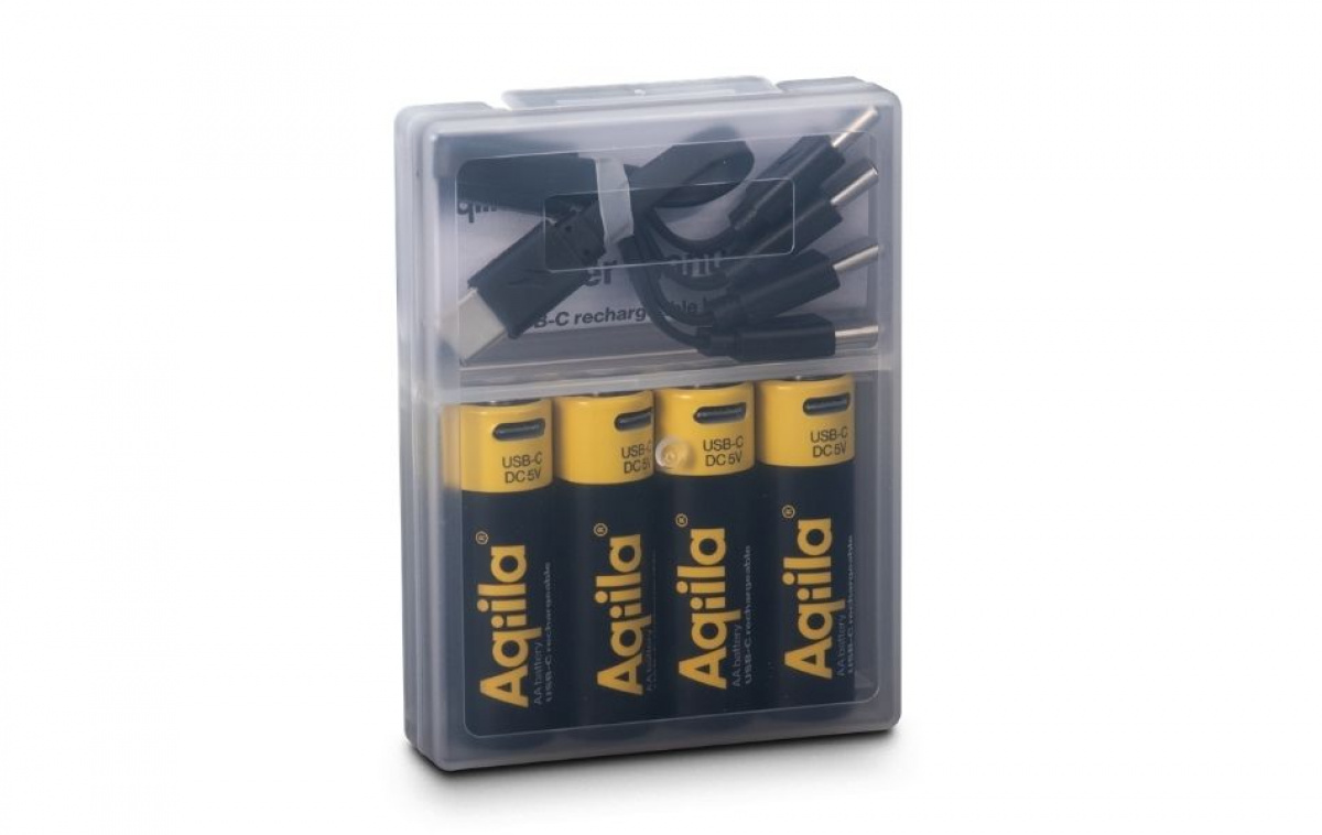 Aqiila Genopladelige AA-Batterier USB-C 4 stk i gruppen Campingvogn og autocamper / El - Elektronik / Batterier & Omformere / Batterier hos Campmarket (84003)