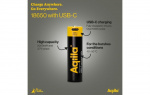 Aqiila Genopladeligt 18650-Batteri USB-C