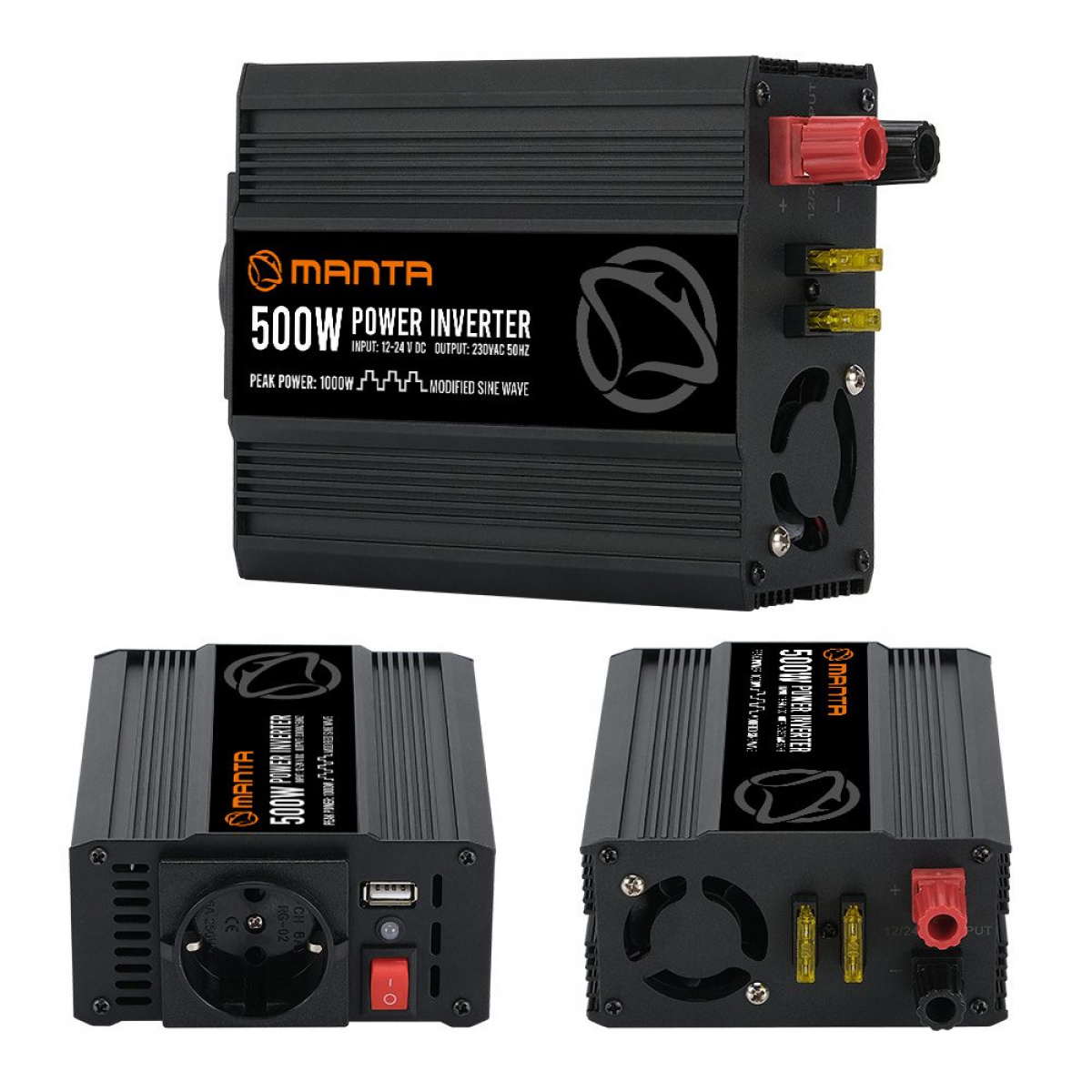 Manta Inverter 500 W i gruppen Campingvogn og autocamper / El - Elektronik / Batterier & Omformere / Inverter & Omformer / Omformer 12V Til 230V hos Campmarket (84287)