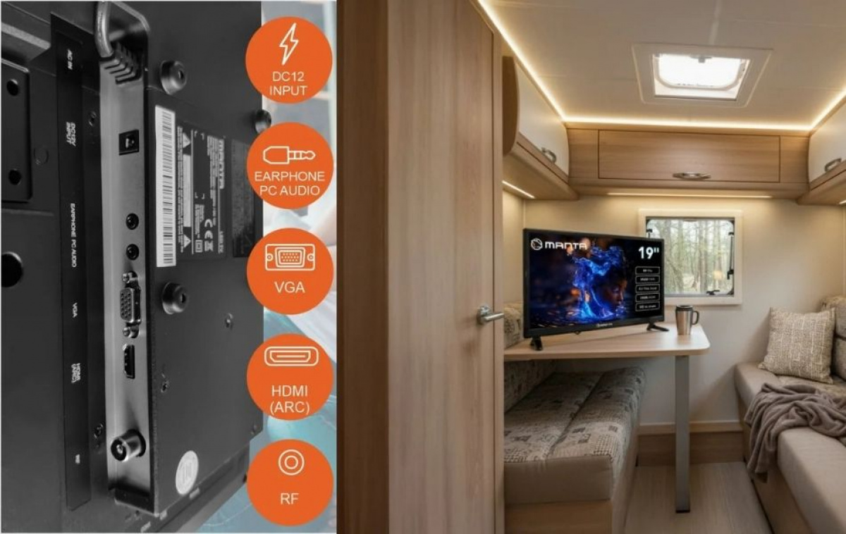 Manta LED-TV 19 tommer 12–230 V i gruppen Campingvogn og autocamper / El - Elektronik / TV, Billede & Lyd / TV hos Campmarket (84474)