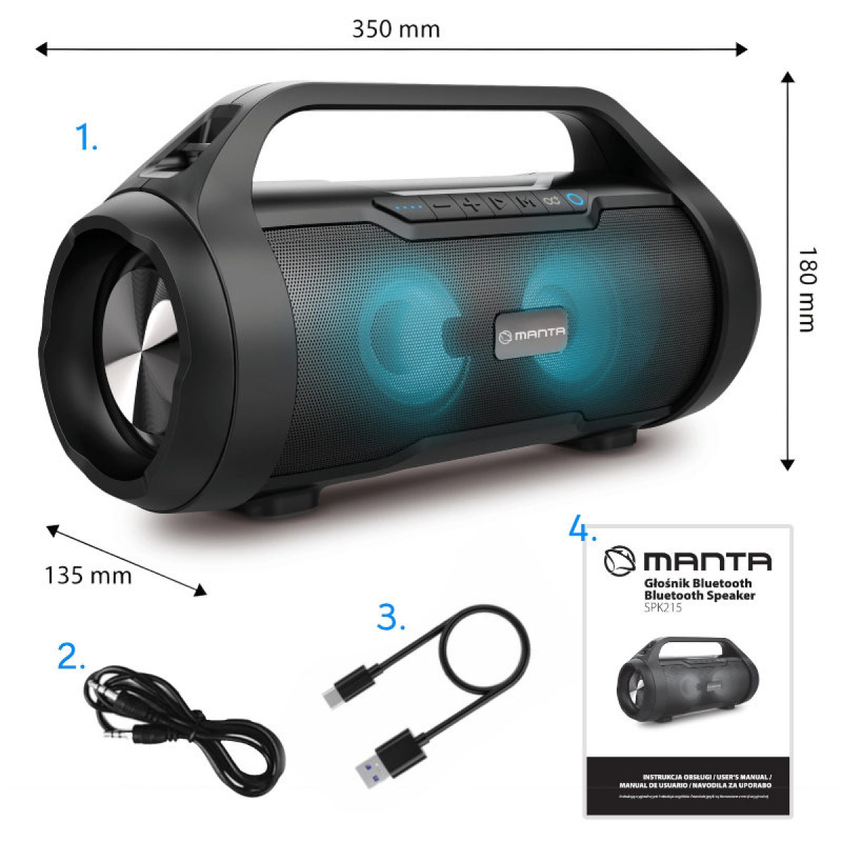 Manta Bluetooth Højttaler 60W i gruppen Campingvogn og autocamper / El - Elektronik / TV, Billede & Lyd / Højttaler hos Campmarket (84509)