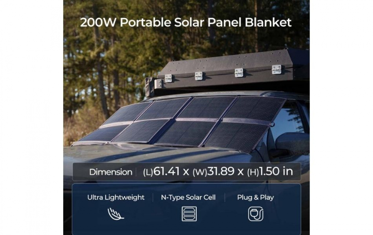 Renogy Bærbart Foldbart Solpanel 200W i gruppen Campingvogn og autocamper / El - Elektronik / Solpaneler hos Campmarket (84584)