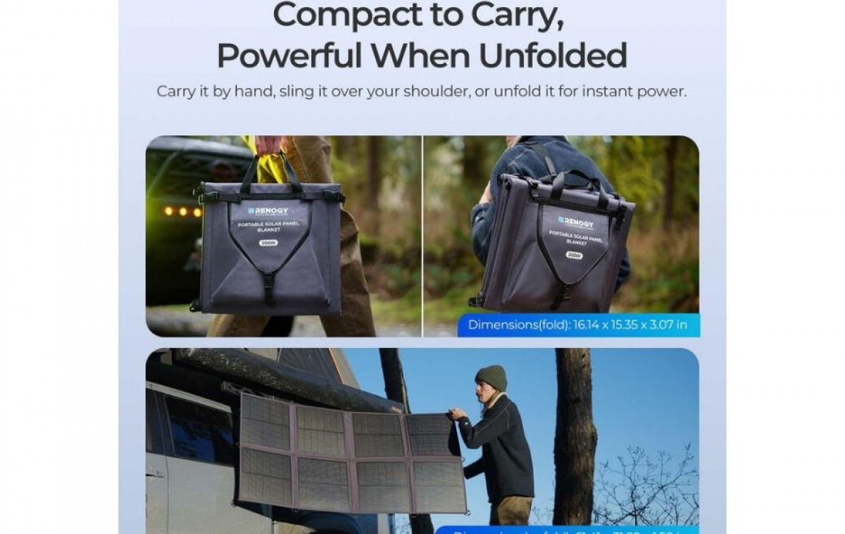 Renogy Bærbart Foldbart Solpanel 200W i gruppen Campingvogn og autocamper / El - Elektronik / Solpaneler hos Campmarket (84584)