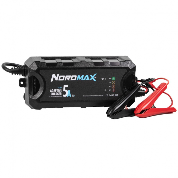 Nordmax 5A Adaptiv Batterioplader 7-trins i gruppen Campingvogn og autocamper / El - Elektronik / Batterier & Omformere / Batteriopladere hos Campmarket (84902)